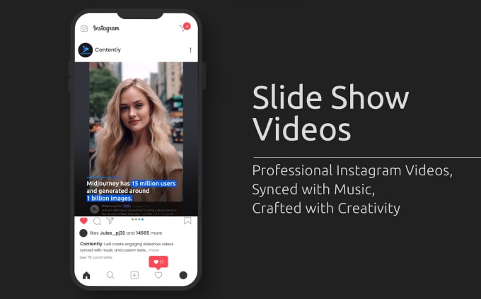 Gig Preview - Produce instagram slide show videos synced with music and custom texts