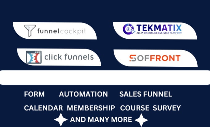 Gig Preview - Setup tekmatix,funnel cockpit, click funnels, soffront landingpage, form, survey