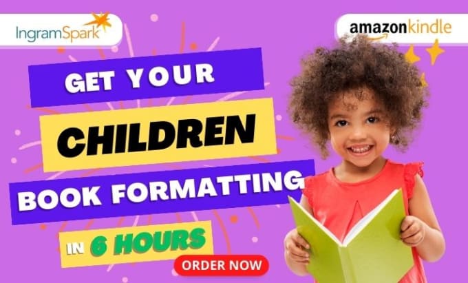 Gig Preview - Format children book for amazon kdp, lulu, ingramspark in 12 hours