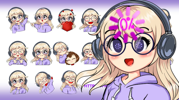 Gig Preview - Create custom cute anime emote, sub badges, sticker in 24 hours