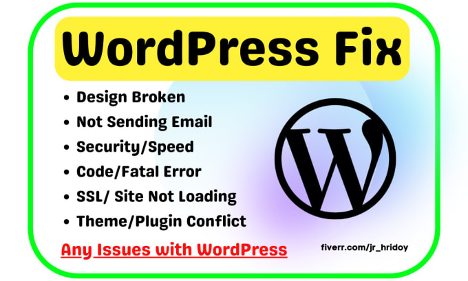 Gig Preview - Fix wordpress website bug, wordpress error and wordpress issues fast