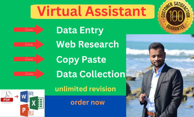 Gig Preview - Be your creative virtual assistant, web research, copy paste