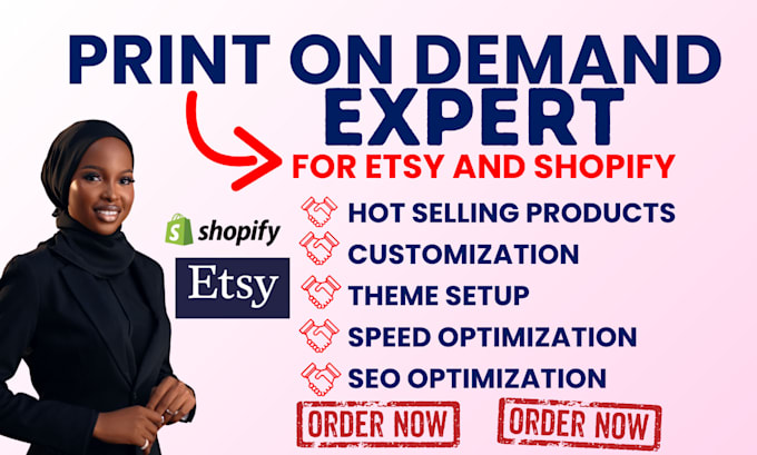 Gig Preview - Setup profitable automated etsy shopify print on demand store design, printful