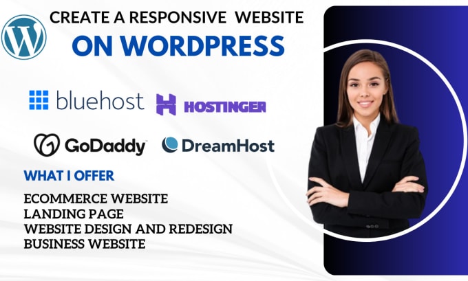 Gig Preview - Design and fix ecommerce wordpress website on bluehost hostinger godaddy