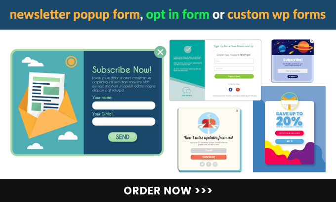 Gig Preview - Design newsletter popup form, opt in form or custom wp forms