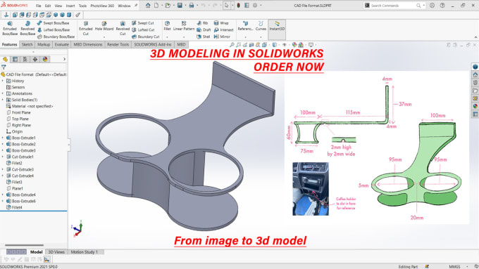 Gig Preview - Sketch 2d design and 3d models for 3d printing using solidworks