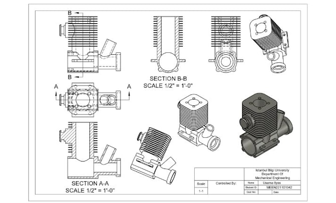 Gig Preview - Draw 2d, 3d models on autocad and solidwork