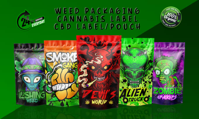 Gig Preview - Design unique weed, cannabis pouch, mylar bag and cbd product labels