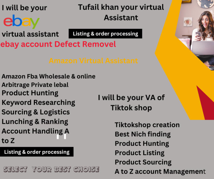 Gig Preview - Be your virtual assistant for amazon, ebay, shopify, and tiktok shop