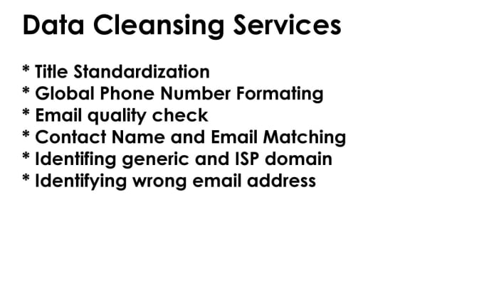 Gig Preview - Data cleansing or scrubbing for your database