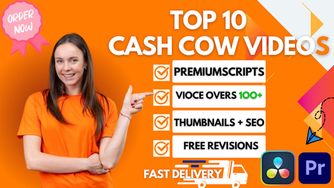 Gig Preview - Do cash cow top 10 faceless videos for youtube automation channels video editing