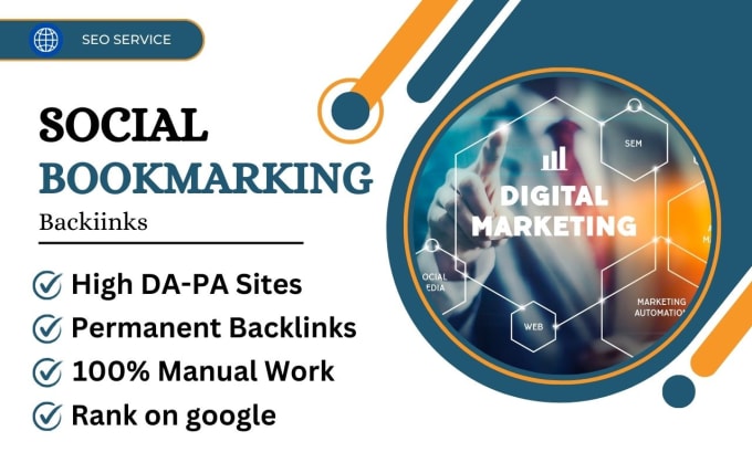 Gig Preview - Do manual 100 social bookmarking backlinks on high da pa sites