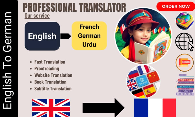 Gig Preview - Translate your ebook from english to french, german and urdu, website, book, app