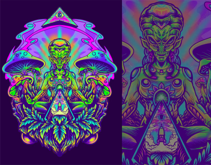 Gig Preview - Creative trippy illustration for tshirt merchandise