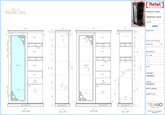 Gig Preview - Do furniture shop and technical design by autocad 2d