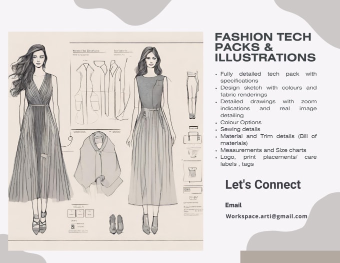 Gig Preview - Creating  fashion tech packs for clothing