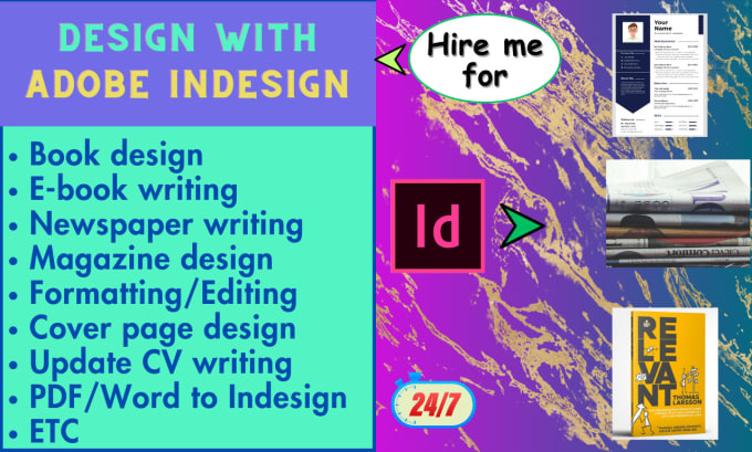 Gig Preview - Do any adobe indesign project, book, magazine, ebook, news paper design etc