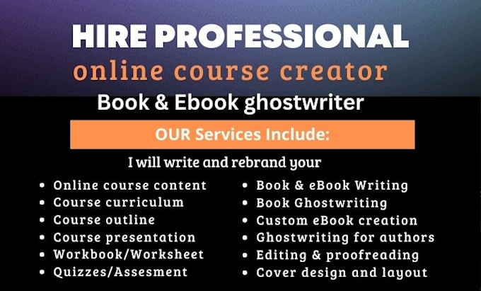 Gig Preview - Create interactive online course content, elearning course or ebook ghostwriting