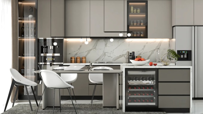 Gig Preview - Be your kitchen designer who can create modern interiors