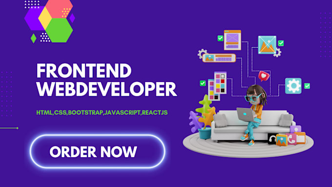 Gig Preview - Be your front end web developer using HTML,CSS, bootstrap,react js