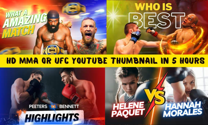 Gig Preview - Create a captivating HD MMA or ufc youtube thumbnail in just 5 hours