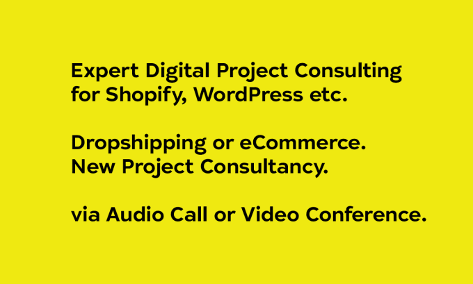 Gig Preview - Do digital project consulting for shopify wordpress etc ecommerce dropshipping