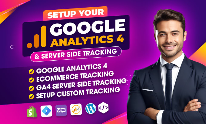 Gig Preview - Setup google analytics 4, ga4 ecommerce tracking, ads conversion tracking by GTM