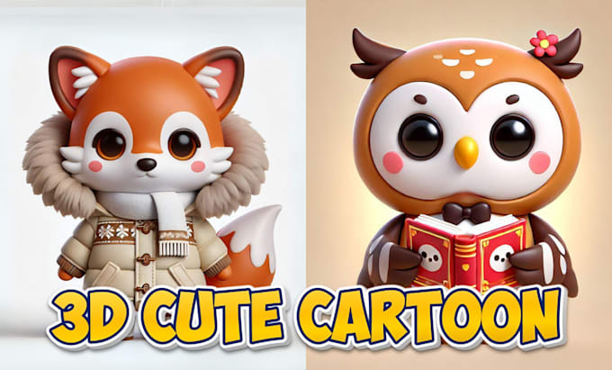 Gig Preview - Create 3d cute characters, animals, cartoon modeling for mascot or 3d print