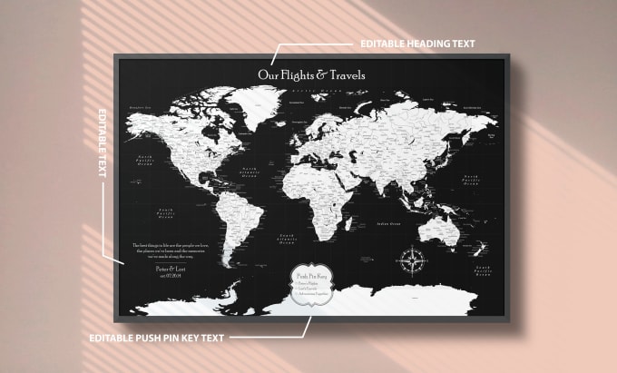 Gig Preview - Design personalized world map art for your home decor