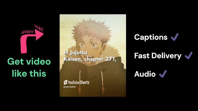 Gig Preview - Edit anime yt shorts, reels or tiktok video with captions