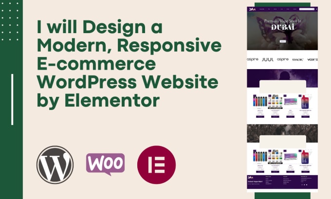 Gig Preview - Design a dynamic responsive ecommerce wordpress website by elementor woocommerce