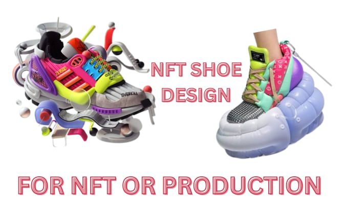 Gig Preview - Create 3d nft shoe design, footwear design, 3d nft sneaker for nft or production