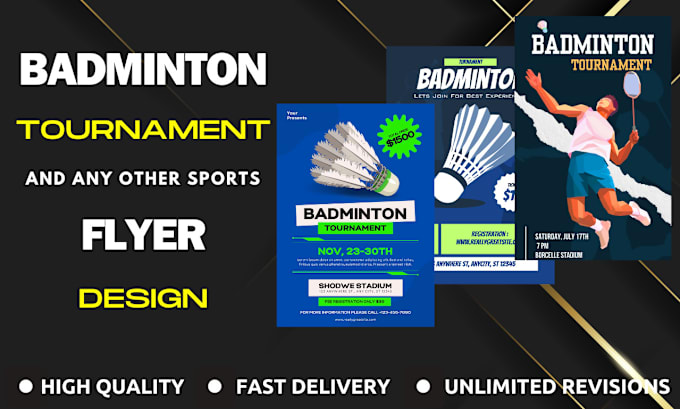 Gig Preview - Design modern badminton tournament flyer, charity golf flyer and sports flyer