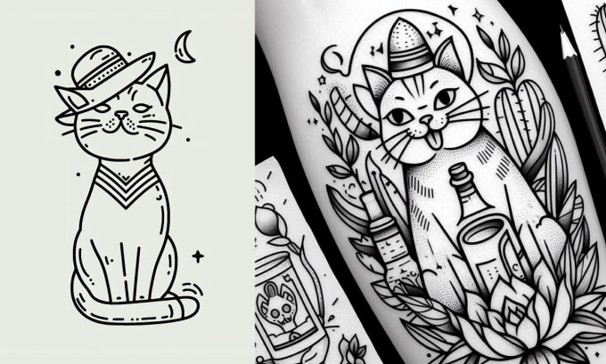 Gig Preview - Make linework tattoo designs in 24 hours