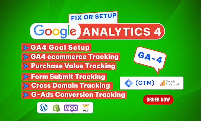 Gig Preview - Setup google analytics 4, ga4 ecommerce tracking ,ads conversion tracking by GTM