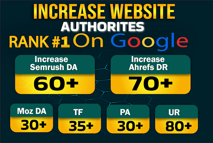 Gig Preview - Increase semrush da authority score 60 plus with tf, ur and moz da ahrefs DR