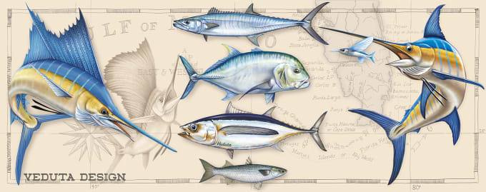 Gig Preview - Draw a digital art with any saltwater or freshwater gamefish