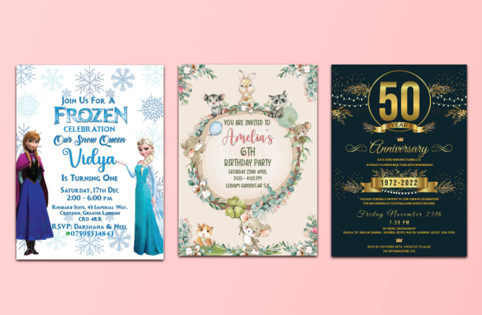 Gig Preview - Design custom invitation cards for weddings, birthdays, etc