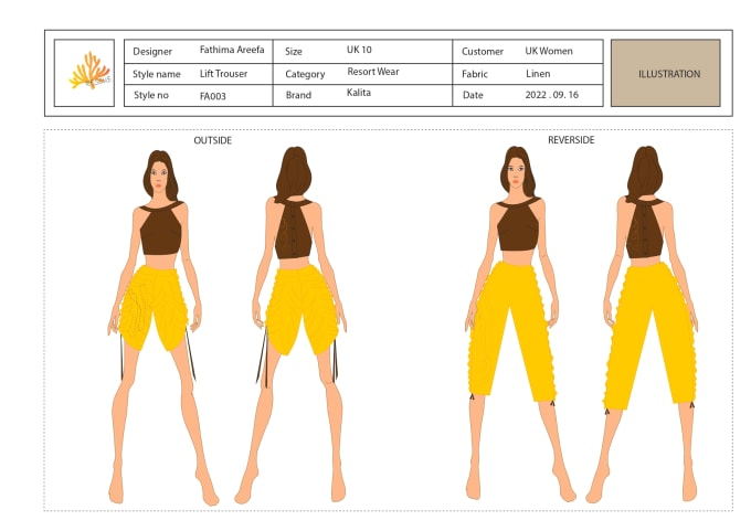 Gig Preview - Do kids and women fashion design tech pack technical drawing