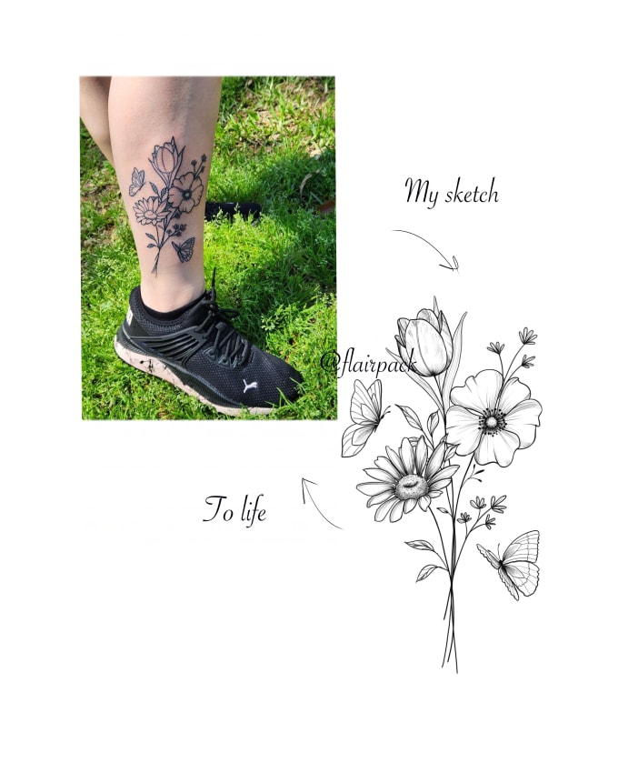 Gig Preview - Draw birth flower tattoo design for you