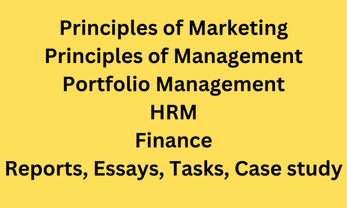 Gig Preview - Do portfolio management, principle of marketing management, hrm reports