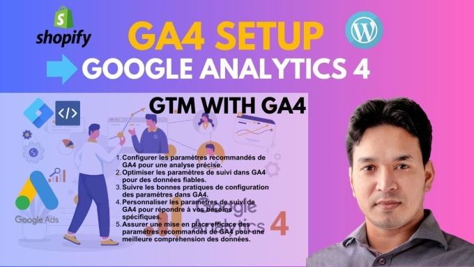 Gig Preview - Setup facebook pixel, server side, google analytics4, g ads with gtm