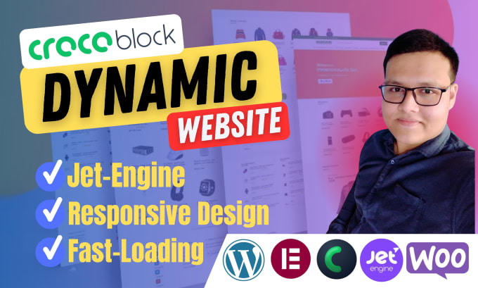 Gig Preview - Create dynamic wordpress website by crocoblock, elementor, jet engine