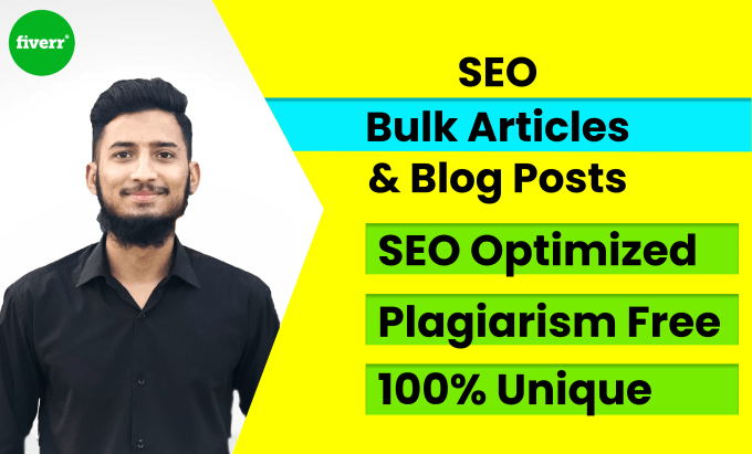 Gig Preview - Write unique SEO bulk articles and blog posts