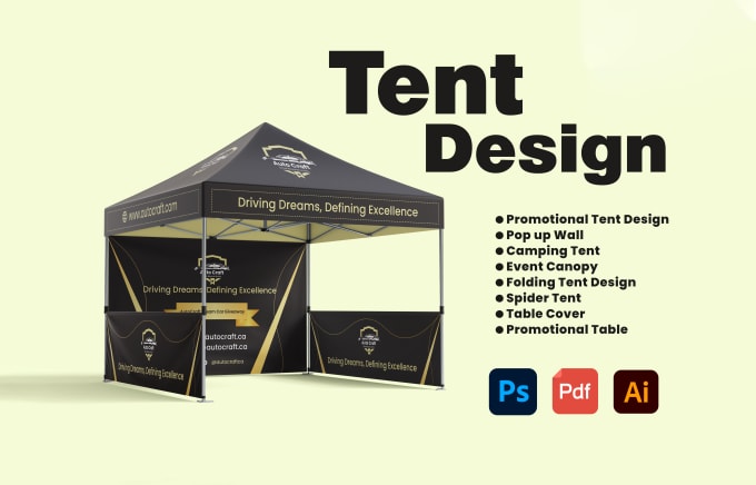 Gig Preview - Design custom canopy tent, table cover and flag for your exhibition