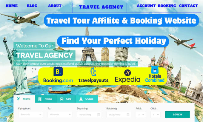 Gig Preview - Build wordpress hotel, flights and ticket booking affiliate website