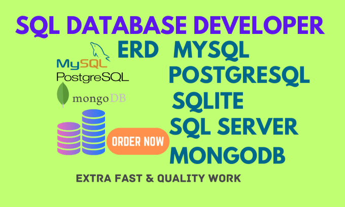 Gig Preview - Design database write sql query in mysql mongodb postgresql sql server  sqlite