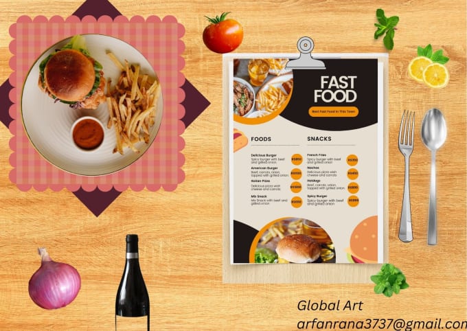 Gig Preview - Design food menu food flyer 3d food animation food logo