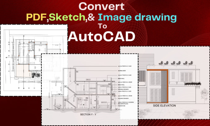 Gig Preview - Redraw PDF,sketch,or image drawing to auto cad 2d floor plan