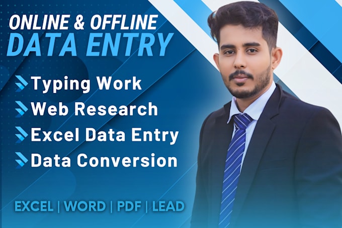 Gig Preview - Do perfect data entry, web research and copy paste